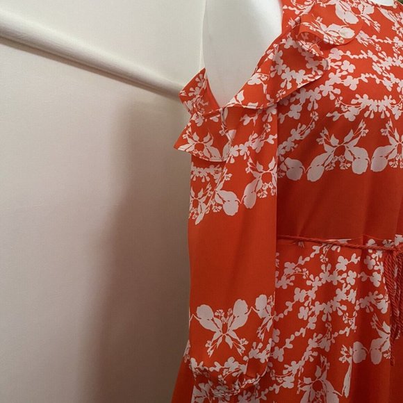 Whistles Coral flower Midi shoulder cut out Dress Size US 2 perfect condition - Picture 8 of 9